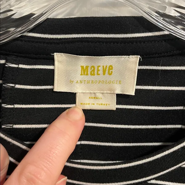 Maeve by Anthropologie Black and White Striped Peplum Top Size XS - Image 6