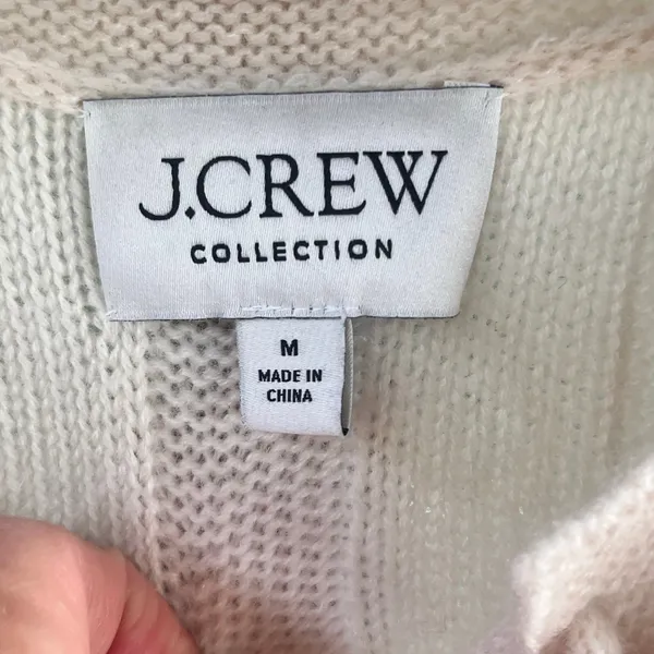 J. Crew Collection Women's 100% Cashmere Lace Up Beach Sweater Cream Size M - Image 7