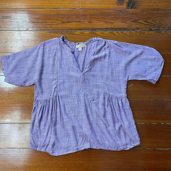 Kyra Purple & White Stripe 100% Viscose Lounge Short Set Pockets Sz M💛🎀 - Image 4