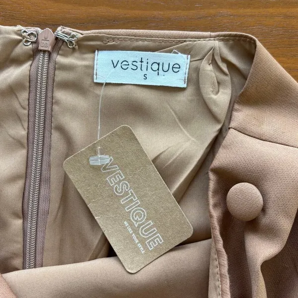 NWT Vestique Faux Wrap Mini Skirt S Ruched Buttons Preppy Work Office Fall - Image 3