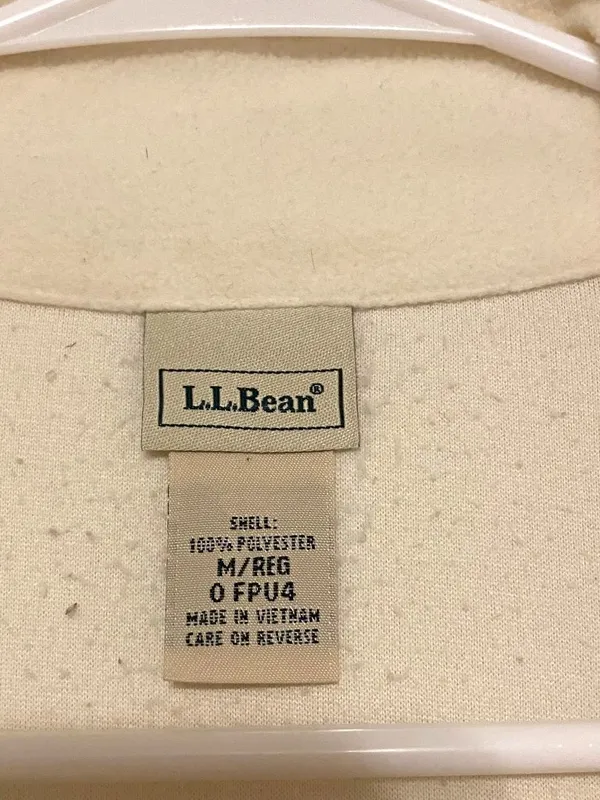 Women's L.L. Bean Fleece Sweater Full Zip White Ivory Size Medium 0FPU4‎ - Image 2