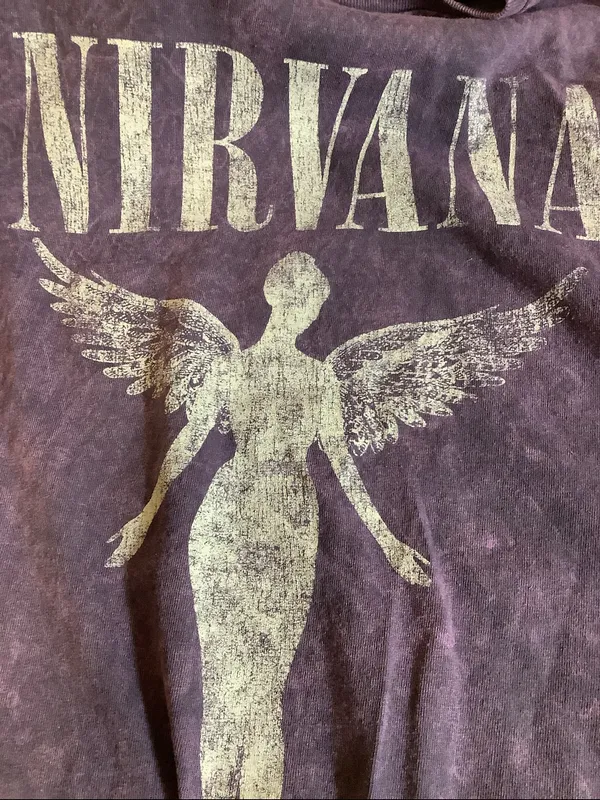 Nirvana Size Medium Purple Washed Logo Tee, Preloved - Image 4