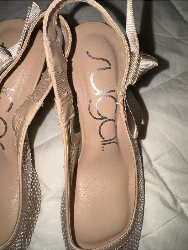 Sugar Nude Rhinestone Slingback Pointed Toe Heels Tan Size 5.5 - Image 5