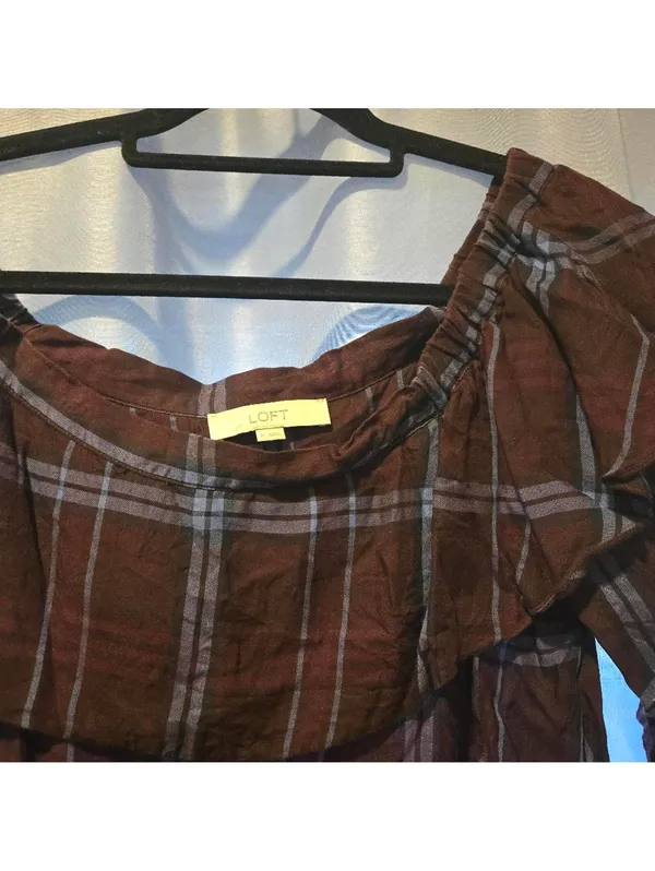 Loft Plaid Blouse - Image 4