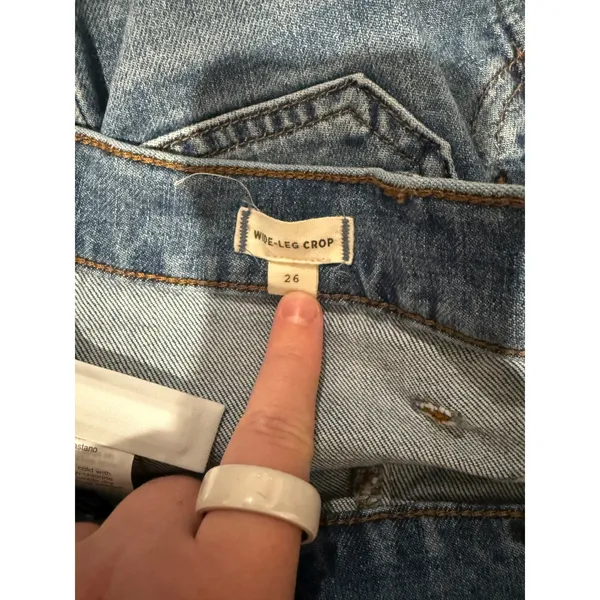Madewell Wide Leg Crop Jeans Womens 26 Blue High Rise Patch Pocket Denim - Image 6