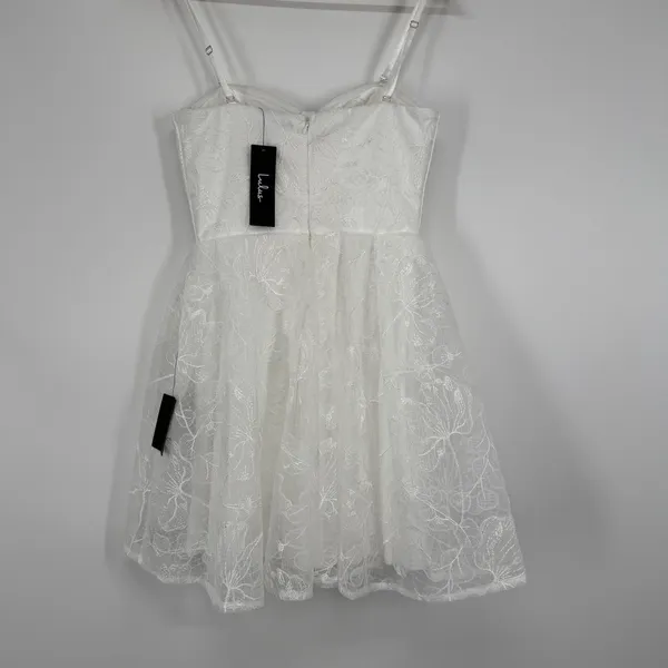 Lulus Tulle Mini Dress Embroidered Strapless Size XS Floral Bachelorette Bridal - Image 7