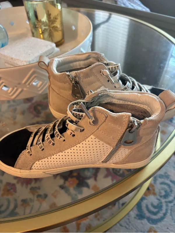 Vintage Havana Black & White High-Top Sneakers - Image 3