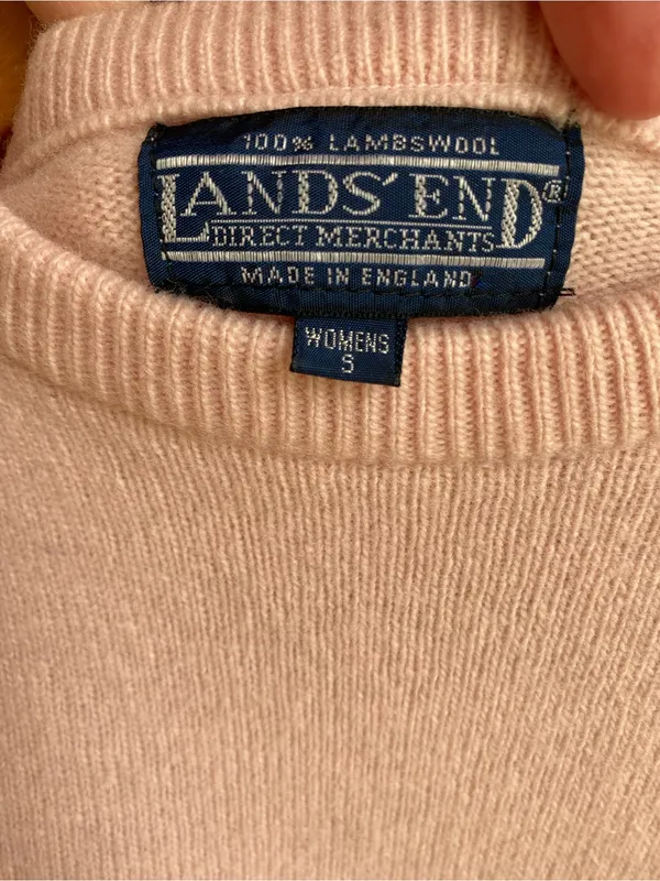 VTG Lands End 100% Lambswool Made in England Crewneck Sweater Jumper Pink S - Image 2