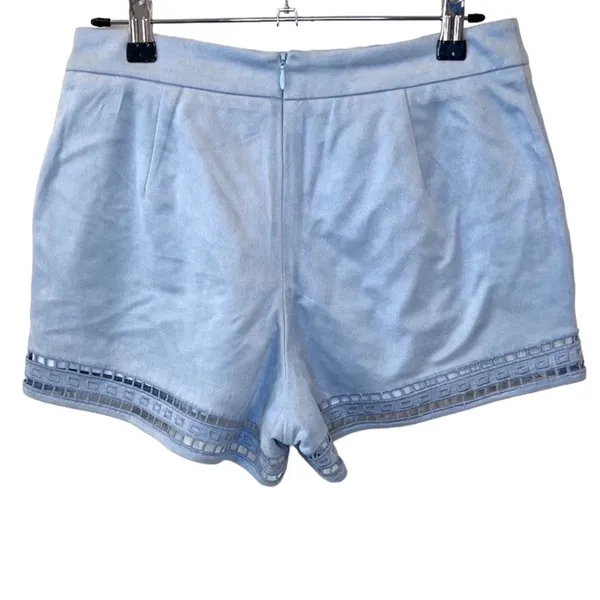 Joa Los Angeles High Rise Waist Light Blue Faux Suede Lined “Hot Pants” Shorts S - Image 3