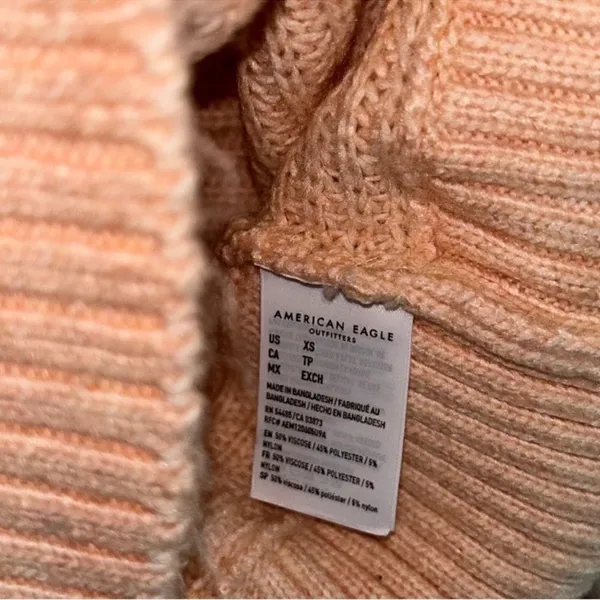 American Eagle Outfitters Oversized Peach Mock Neck Sweater(Size XS) - Image 7