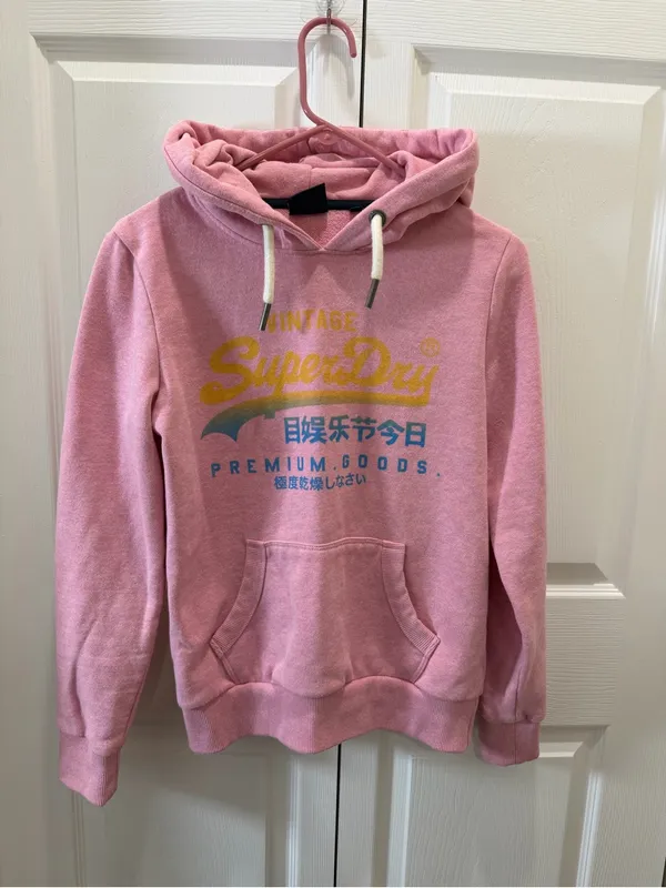 Superdry Vintage Logo Premium Faded Hoodie US 4 - Image 4