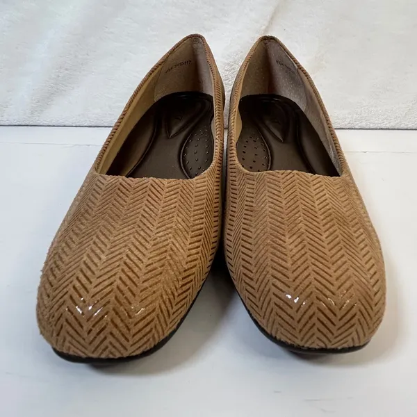 Trotters‎ Lauren Taupe Suede Herringbone Wedge Pumps Womens 8.5 N - Image 3