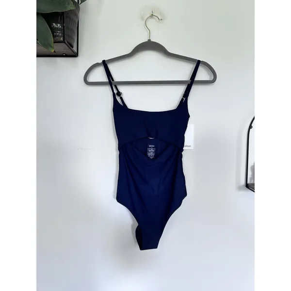 NWT Quince Navy Blue Italian Cut Out One-Piece Swimsuit Size XS - Image 3