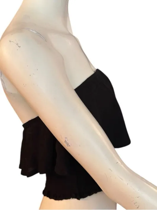 Bear Dance Strapless Ruffle Crop Top Black Size Large NWT - Image 2