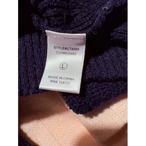 Navy Blue Sweater White Sleeve Stripe Ribbed Knit Crewneck Coastal‎ Nautical - Image 5