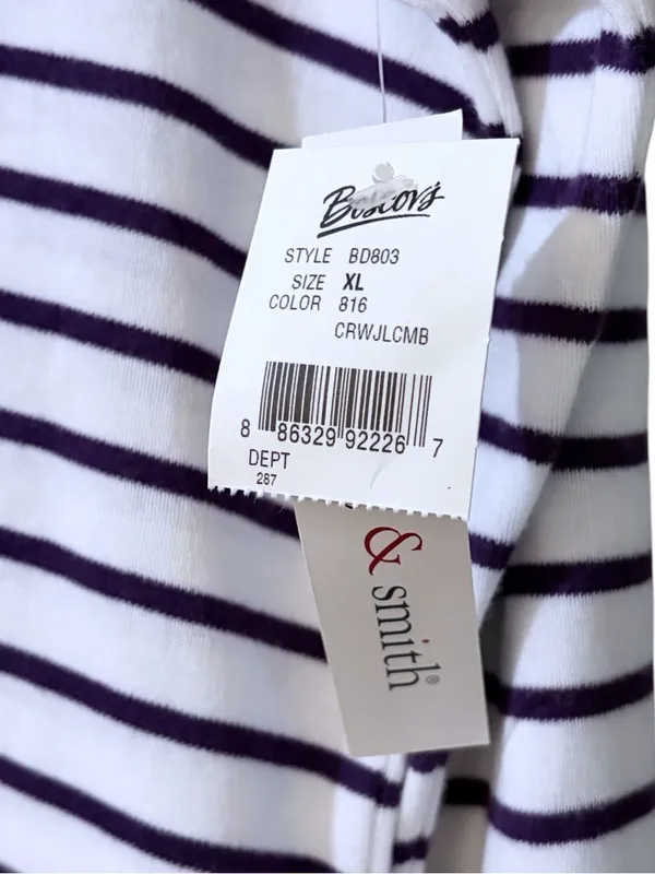 Hasting & Smith NWT Dark Purple Striped Floral 3/4 Sleeve Cotton Blend Top XL - Image 6