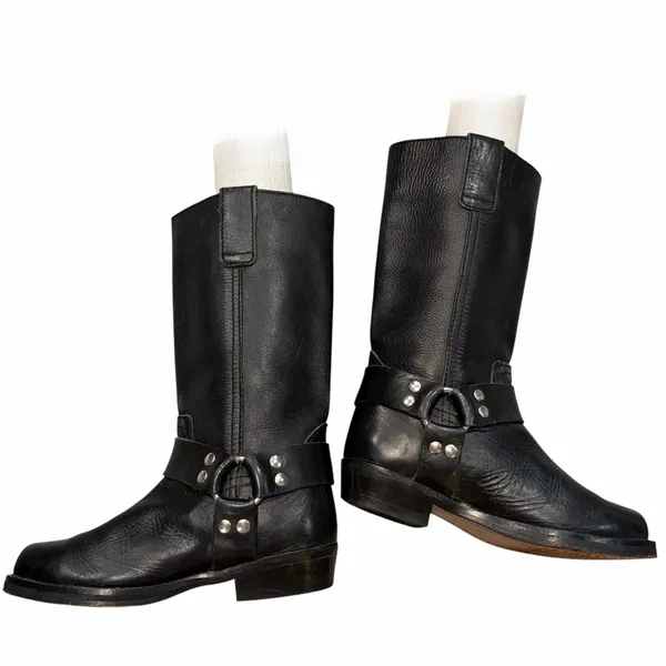 Pintainho Black Leather Moto Harness Boots Shoes 36 - Image 5