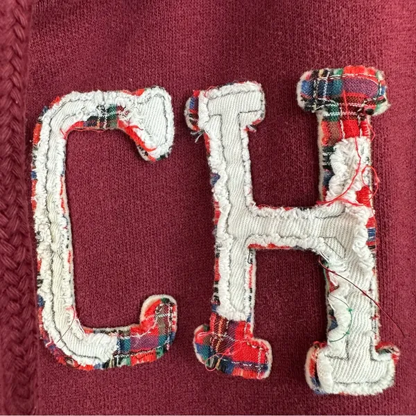 Y2K Vtg Abercrombie & Fitch Burgundy Swearshirt Hoodie Womens Large Grunge Prep - Image 5