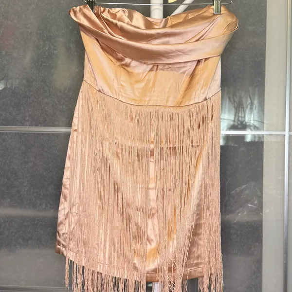 Cloud Ten Strapless Fringe Dress - Gold - Image 2