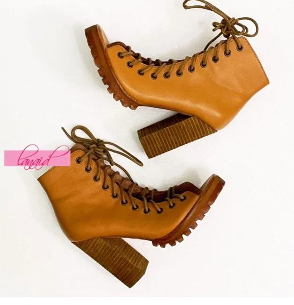Free People Palermo Heels Ankle Boots Leather Lace-Up Corset Cutouts Booties 7 - Image 9