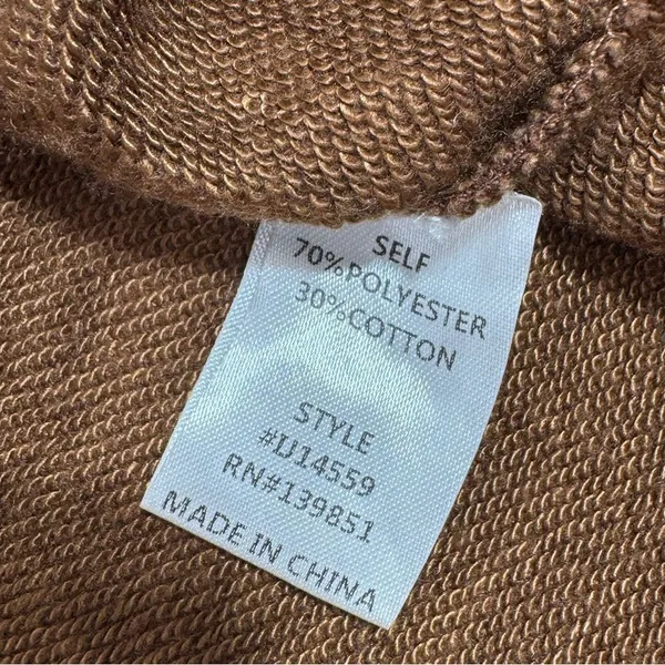 Oddy‎ Shacket Jacket Women Medium Large Brown Distressed Jersey Knit Cropped - Image 11