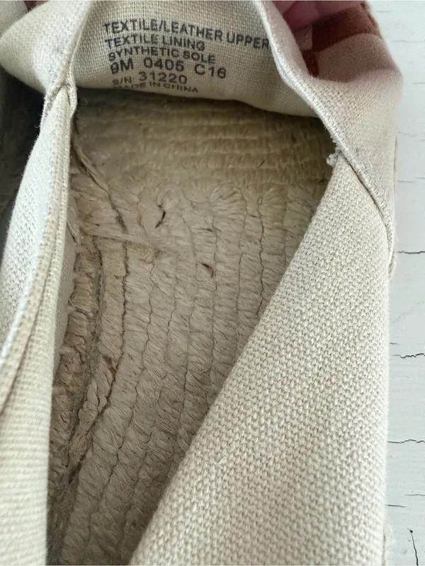 Tory Burch Double T Logo Canvas Espadrille Flats Brown Cream Size 9 - Image 7