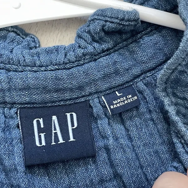 Gap Mini Dress cotton gauze button front mini womens Indigo Blue (large) natural - Image 2