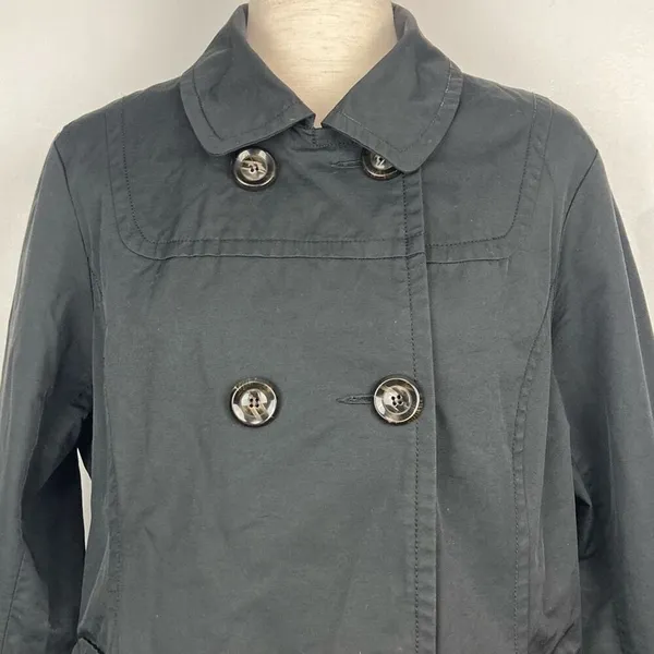 Jones New York Double Breasted Raincoat Trench Coat in Black - Image 11