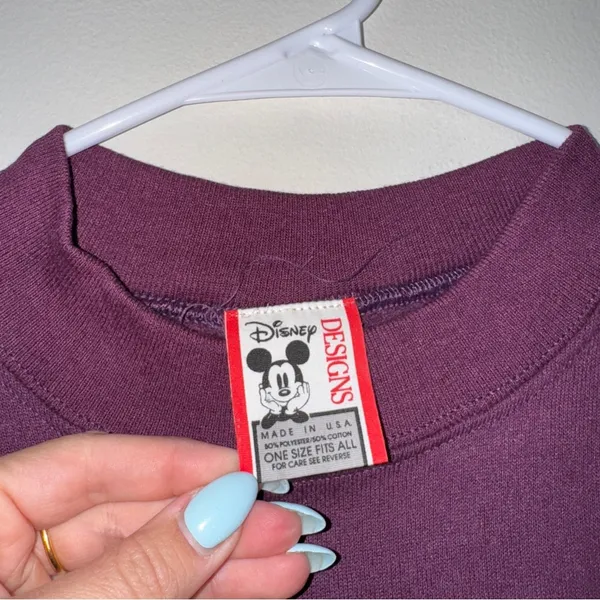 Disney Vintage 90s Purple Mickey Mouse Disneyland Pullover Sweatshirt Adult OS - L-XL - Image 3