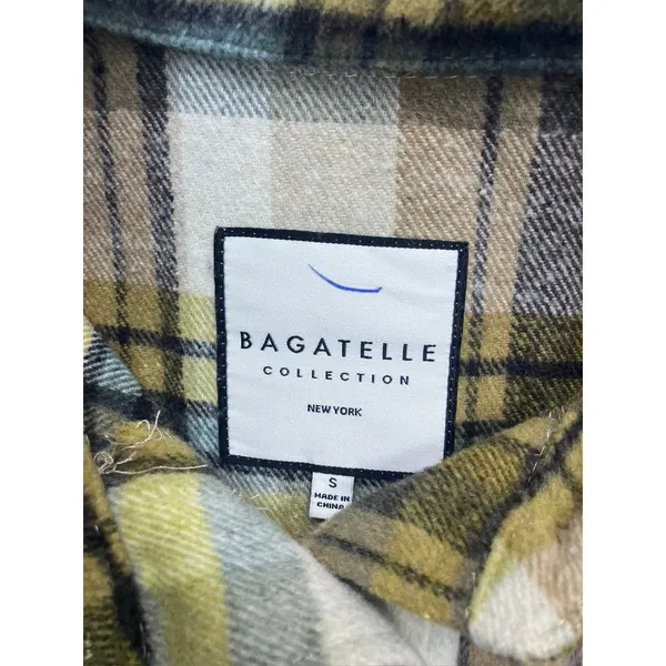 Bagatelle‎ Cropped Shacket Womens Size S Green Plaid Wool Blend Button - Image 2