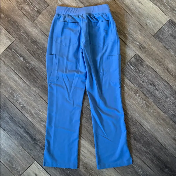 Mandala Nine Pocket Cargo Scrub Pants Ceil Blue Size XS Petite - Image 6