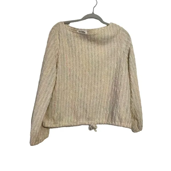 C'Mom vintage 1980s‎ cream and pastel striped sweater blouse - Image 2