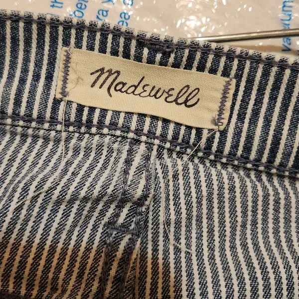 Madewell Blue White Denim Stretch Piper Striped 9" Mid-Rise Skinny Jeans Size 28 - Image 8