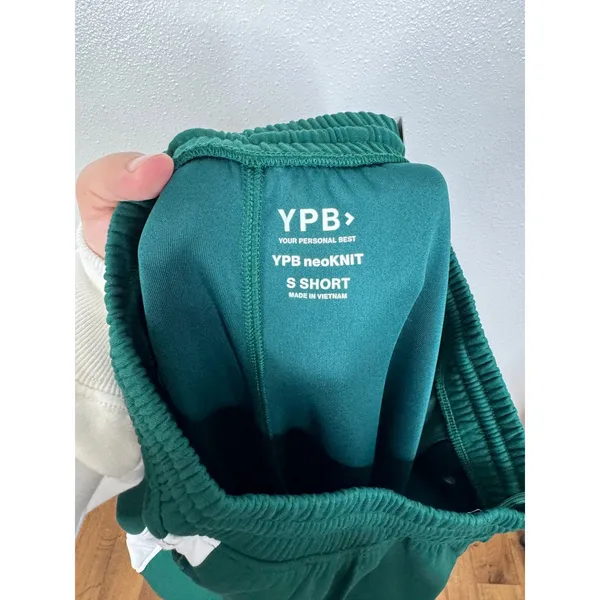 YPB neoKNIT Wide Leg Track Pants Green White Stripe‎ Small Short NWT - Image 3