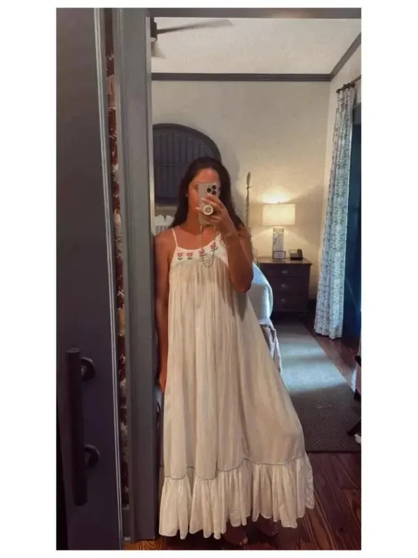 FREE PEOPLE Tip Toeing Tulip Midi Dress in Whisper White Size Small - Image 11