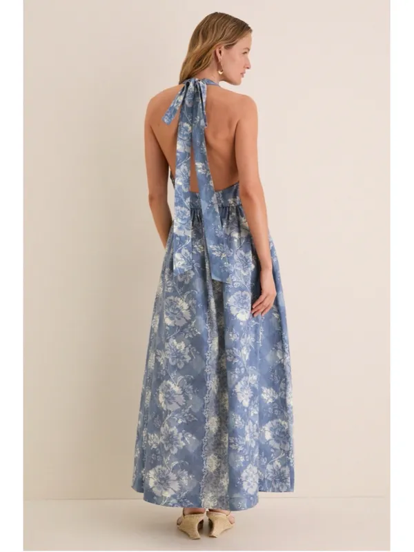 Tuckernuck Provence Hills Marcie Halter Linen Blend Maxi Dress Pockets Feminine - Image 10