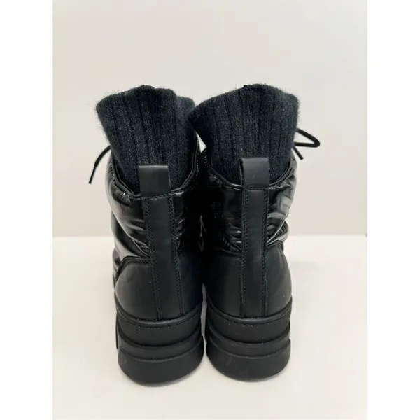Sam Edelman Boots‎ Size 7.5 Black Lug Sole Tabitha Lace Up Round Toe Winter Boot - Image 5