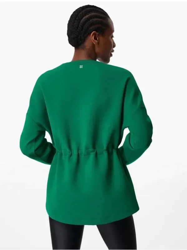 SWEATY BETTY Emerald Green Grace Scuba Pullover Sweatshirt Size XXL - Image 3