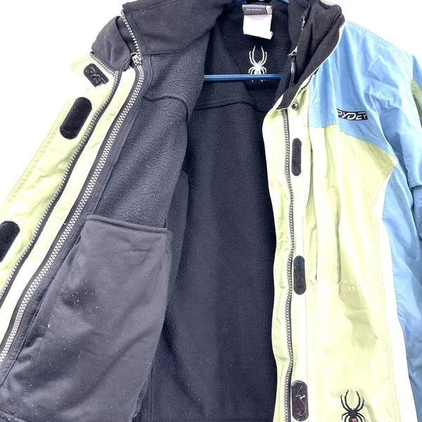 Spyder Size 10 Blue Green Jacket Coat Zip in Fleece Liner Outdoors Layers Winter - Image 4