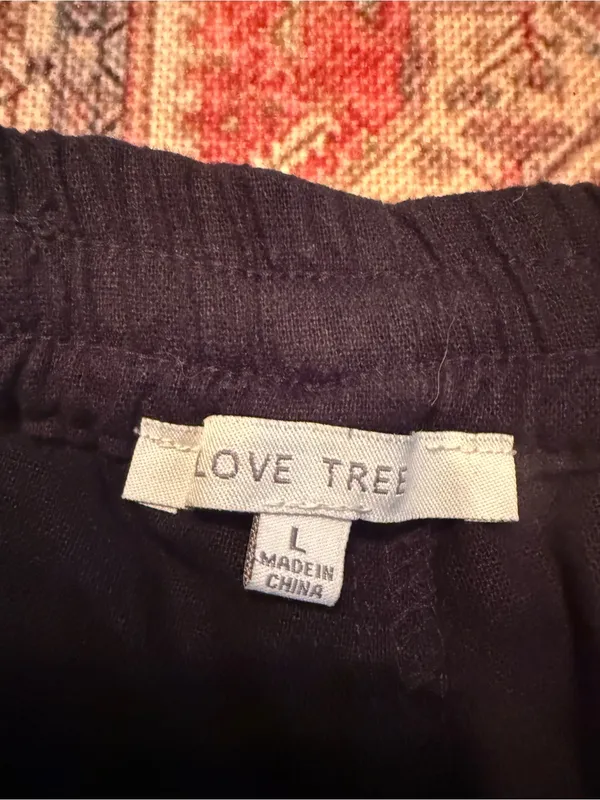 Love Tree Cargo Linen Pants Womens L Large Trousers High Rise Jogger Black - Image 5