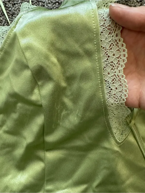 Satin Lace-Trim Halter Camisole in Light Green - Image 3