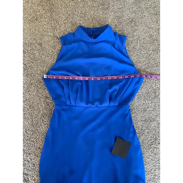 Lulu's NWT Blue Sleeveless Highneck Chiffon Dress - Small - Image 3