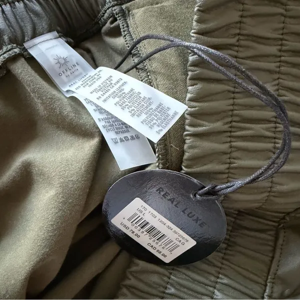 NWT OFFLINE By Aerie Real Luxe Faux Leather Wide Leg Pant in Green Size L - Image 14