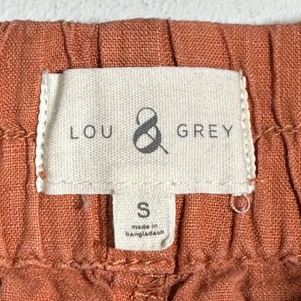 Lou & Grey Small Terracotta Brown Orange Linen Elastic‎ Waist Pants Cropped - Image 2