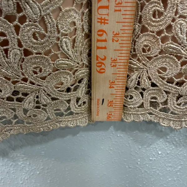 Vintage Jessica McClintock Dress Women's 12 Gold Lace Eyelet Metallic Sleeveless - Image 6