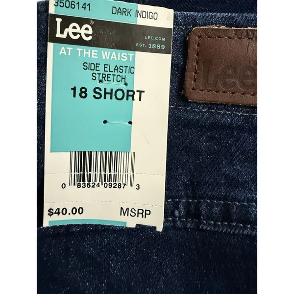 Lee NWT SIDE ELASTIC STRETCH 18‎ Short Blue Tapered Leg Jeans - Image 3