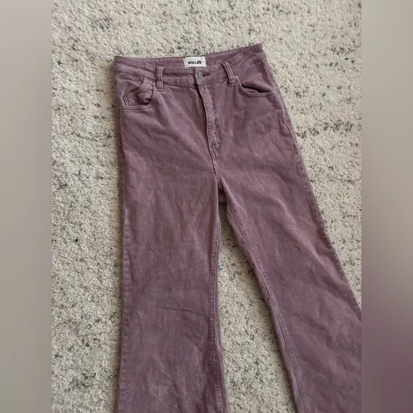 Rollas East Coast Flare Corduroy Jeans‎ Sz 28 in Pink - Image 3