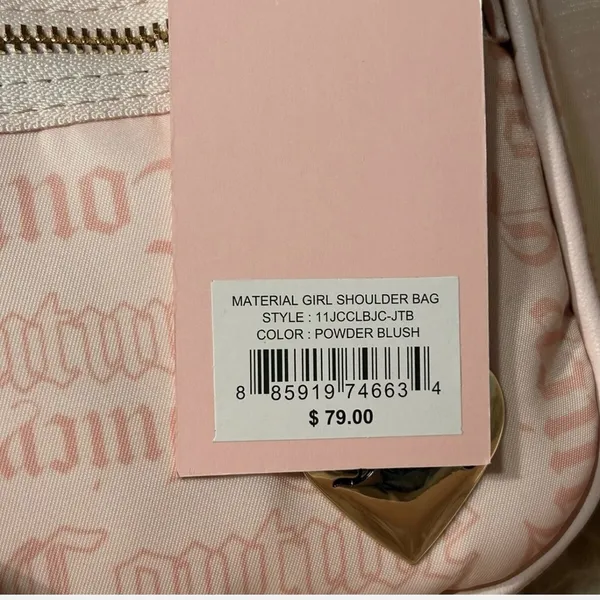 Juicy Couture Material Girl Nylon Shoulder Powder Blush Pink Crossbody Bag NEW - Image 5