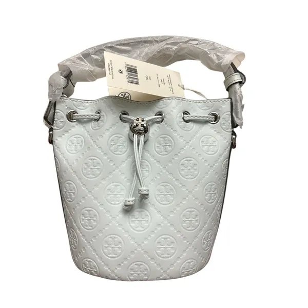 New Authentic Tory Burch T Monogram Mini Bucket Bag in Ice Blue $398 - Image 4