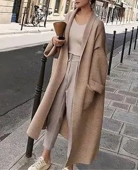 ZARA Tan Ribbed Knit Long Coat Cardigan Jacket - Image 2